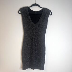 Forever 21 Silver Metallic Sleeveless Disco Mini Dress size medium
